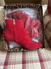 Red Ankle Boots Size Uk 7 Eur