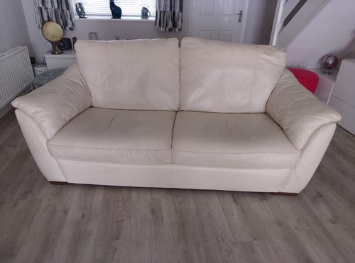 Faux leather cream sofa - faux,