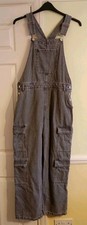 SIZE UK 12 WOMENS PRIMARK DENIM CO GREY FULL LENGTH CARGO DUNGAREES ALL SEASONS 
