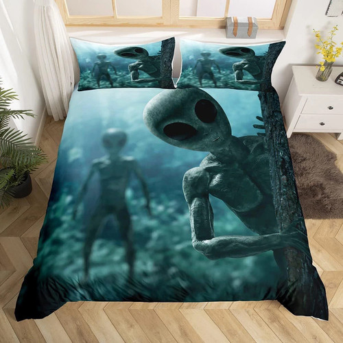 Alien visits duvet cover - alien,