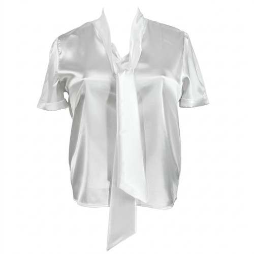 White glossy satin - , short