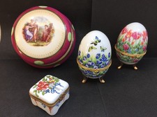 Job Lot of 4 Ceramic Trinket Pots, - Two Egg Shaped, 1 Austrian & 1 French Pot