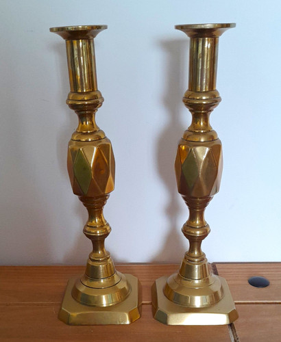 Pair brass candlesticks - of,