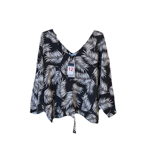 Primark black cream palm leaf - black,