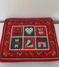 Vintage Christmas Cotton 6 Placemats 44cm X 35cm Patchwork Christmas Quilted