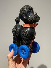 VINTAGE 1960'S 1970'S POODLE DOG PULL ALONG TOY - SMALL SIZE