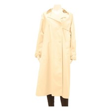 HUCKE Womens Beige Cotton Blend Coat M Classic Button Closure Stylish