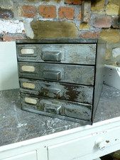 Vintage Industrial metal Engineers tabletop storage 4 drawer cabinet