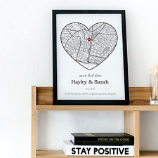 Personalised Wedding Anniversary Date for Her Him Girlfriend Boyfriend Love Map