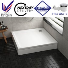 Slimline Square Stone Shower Tray For Enclosure with Riser Kit + FREE Waste