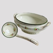 Vintage Royal Doulton Oval Tureen Serving Dish with Ladle Floral Pattern 1930s