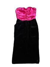 VINTAGE RADLEY Pink Dress With Black Velvet Skirt UK12