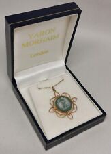 Vtg 1980s Wedgwood 9ct Solid Rose Gold Jasperware Ceramic Cameo Pendant Necklace