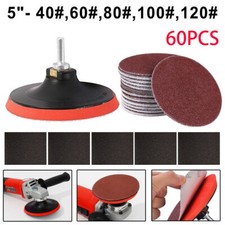 60Pcs Sanding Disc Kit Hook & Loop 125mm Attachment Drill Grinder Backing Pad UK