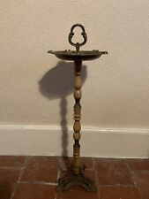 Vintage Decorative Brass & Wood Smokers Companion Floor Standing Ashtray