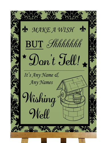 Sage green black damask - sage,