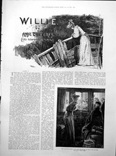 Old Print Willie Lady Bridge Ladies Train Carriage Figure Clerical Attire 1893