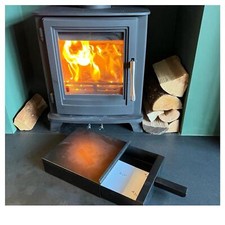 Black powder coated FIRESIDE METAL SQUARE ASH PAN CARRIER BOX AND SHOVEL SET