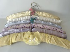 Vintage Padded Clothes Hangers - 6 Vintage  Quilted Fabric Coat Hangers GC