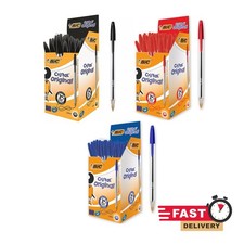 Bic Pens Cristal Biro Medium Ball Point Pen 1.0mm, Black Blue Red, 1 5 10 25 500