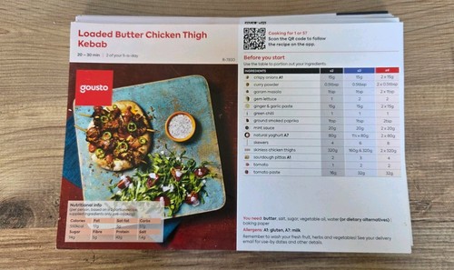Gousto recipe cards x40 - gousto,
