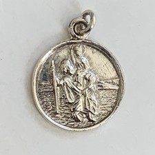 Sterling Silver St Christopher Charm Pendant Vintage 925 Small 12mm Travel Saint