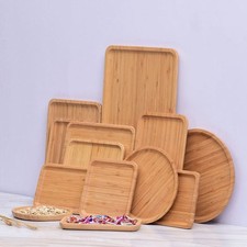 1pc Wooden Bamboo Serving Tray Tea Cup Trays Fruit Plate Storage Pallet Plate
