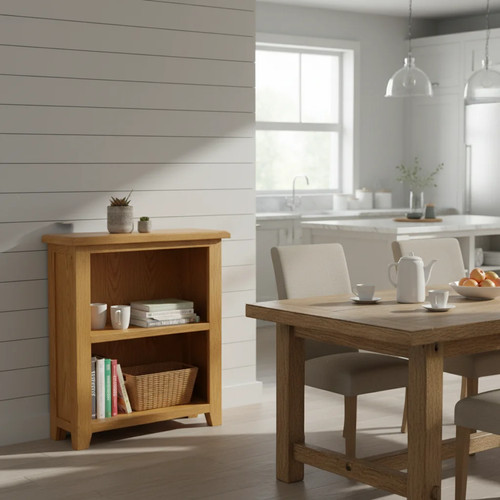 Oak low bookcase solid wood - low,