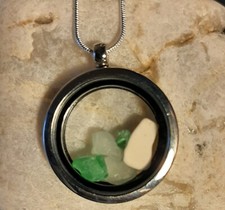 Sea Glass Floating Locket/Pendant on sterling sliver chain 18 inch  Gift