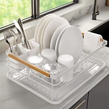 Dish Drainer Rack Plate Cutlery Pots Pans Drying Rack Kitchen with Handles Tray