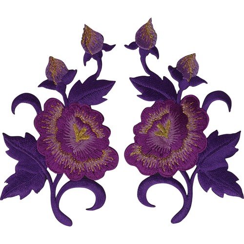 Pair purple flower patches - of,