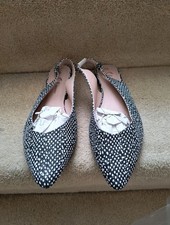 Avon Sole Sensation Black White Ballerina Flat Slingback Sz 7 41 New