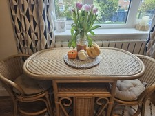 Compact Bamboo and Rattan Dining Set with 2 Chairs
