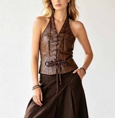 Sheinbae faux leather halter - sheinbae,