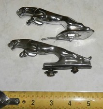 2 Vintage Jaguar Leaper Hood Ornaments 5" long - 1 marked 7242653W(R or B)