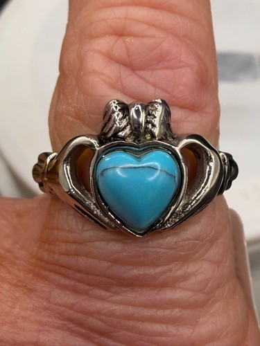 Turquoise claddagh ring - turquoise, heart