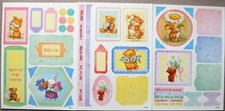  A4 Cute & Bright Card Kits Decoupage A4 Backing Papers & 3 Glitter Card Blanks
