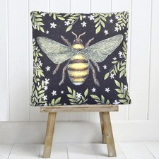 Bee Cushion Cover Decorative Vintage Floral Insect Shabby Chic Novelty Gift 18"