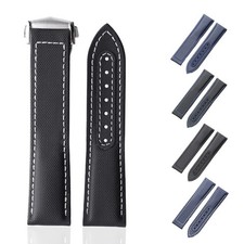 Quality Nylon Genuine Leather Watch Strap Band Butterfly Buckle20 22mm for Omega