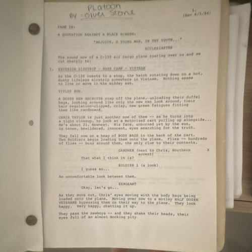 Platoon original movie script - original,