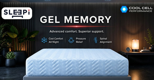 Cool blue gel mattress medium - blue,