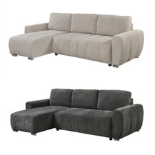 VIENNA FABRIC PULL OUT FOLDING 3 SEATER CORNER SOFA BED BEIGE