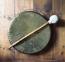 Antique Brass Gong 35cm/14in (approximate diameter) with Gavel