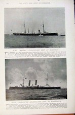 Original Old Antique Print Navy & Army Retribution Flagship Galatea Coastguard