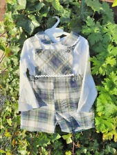 DREAM 0-2 YEARS BABY BOYS  TARTAN SHIRT AND ROMPER SHORTS CLOTHES SET REBORN