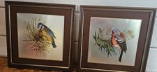 Vintage Pair Of Bird Art Metal Tiles