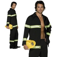 Fireman Costume Adult Male Firefighter Uniform Fancy Dress Stag Outfit M L