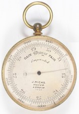 Antique pocket compensated barometer altimeter J Hicks Hatton Garden London 1890