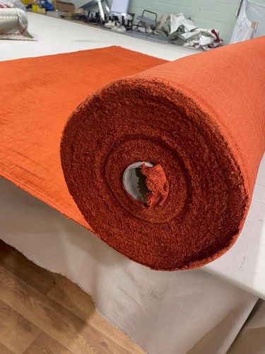 Burnt orange chenille fabric - orange,