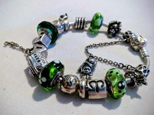 Genuine Pandora Charm Bracelet 925 Sterling Silver 16 Charms / Beads